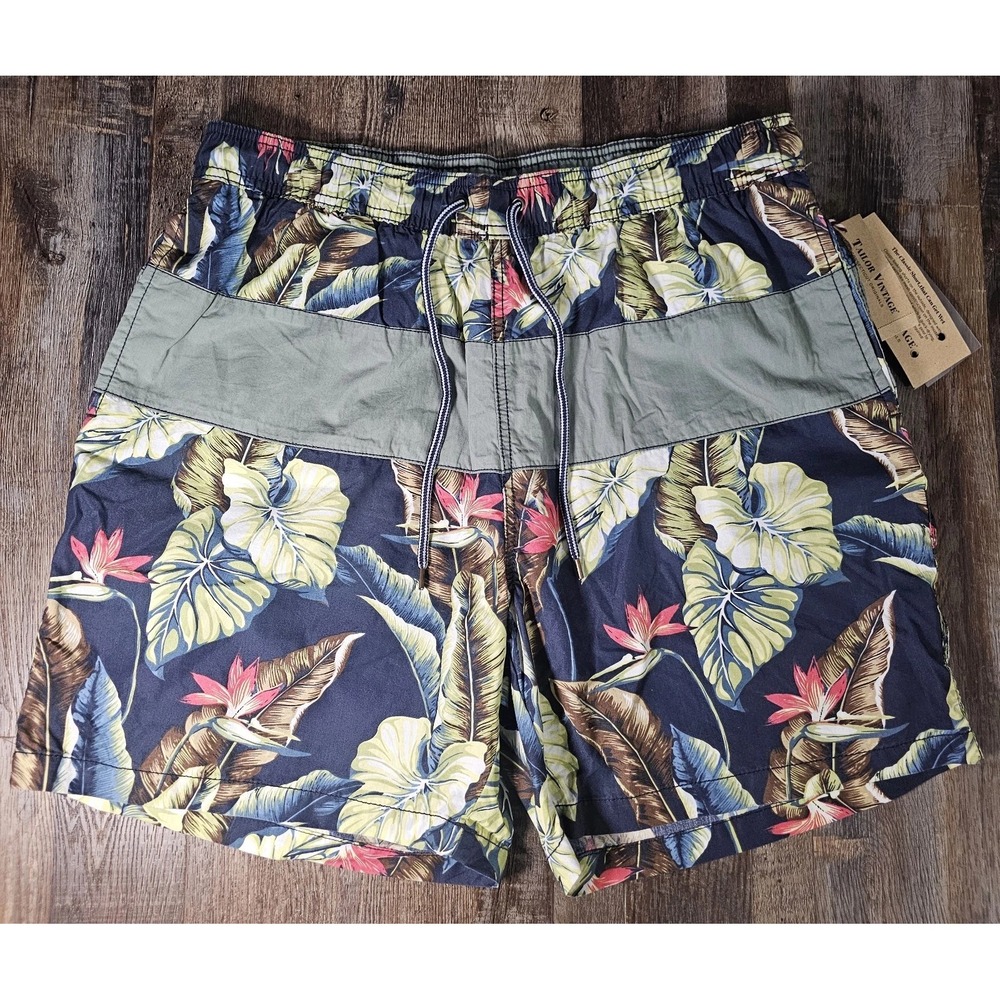 NEW Tailor Vintage Classic Shorts Sz L Swim Trunks Tropical Print MSRP $78 NWT